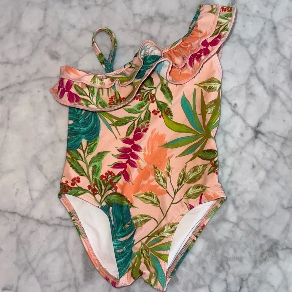 NWOT PATBO ONE SHOULDER SWIMSUIT 12/18M